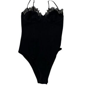 Victoria Secret Black Lace Trim Cami Body Suit‎ Medium